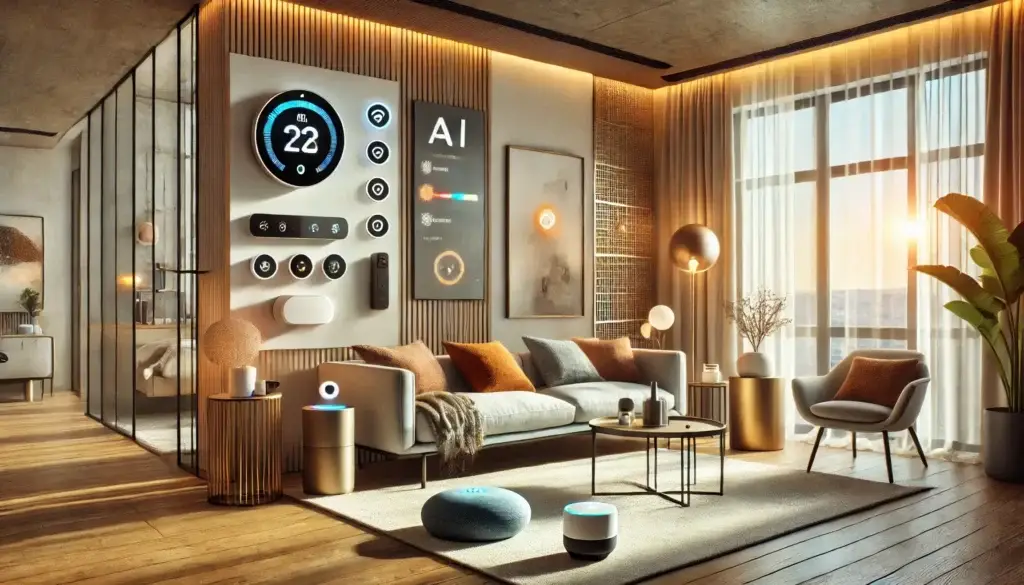 a modern living room reflect AI in home automation